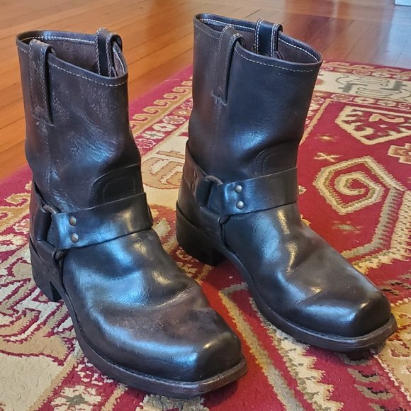 FRYE MENS 8R HARNESS BROWN CHOCOLATE LEATHER BOOTS Mens size 8.5 - Motorcycle - Picture 1 of 9